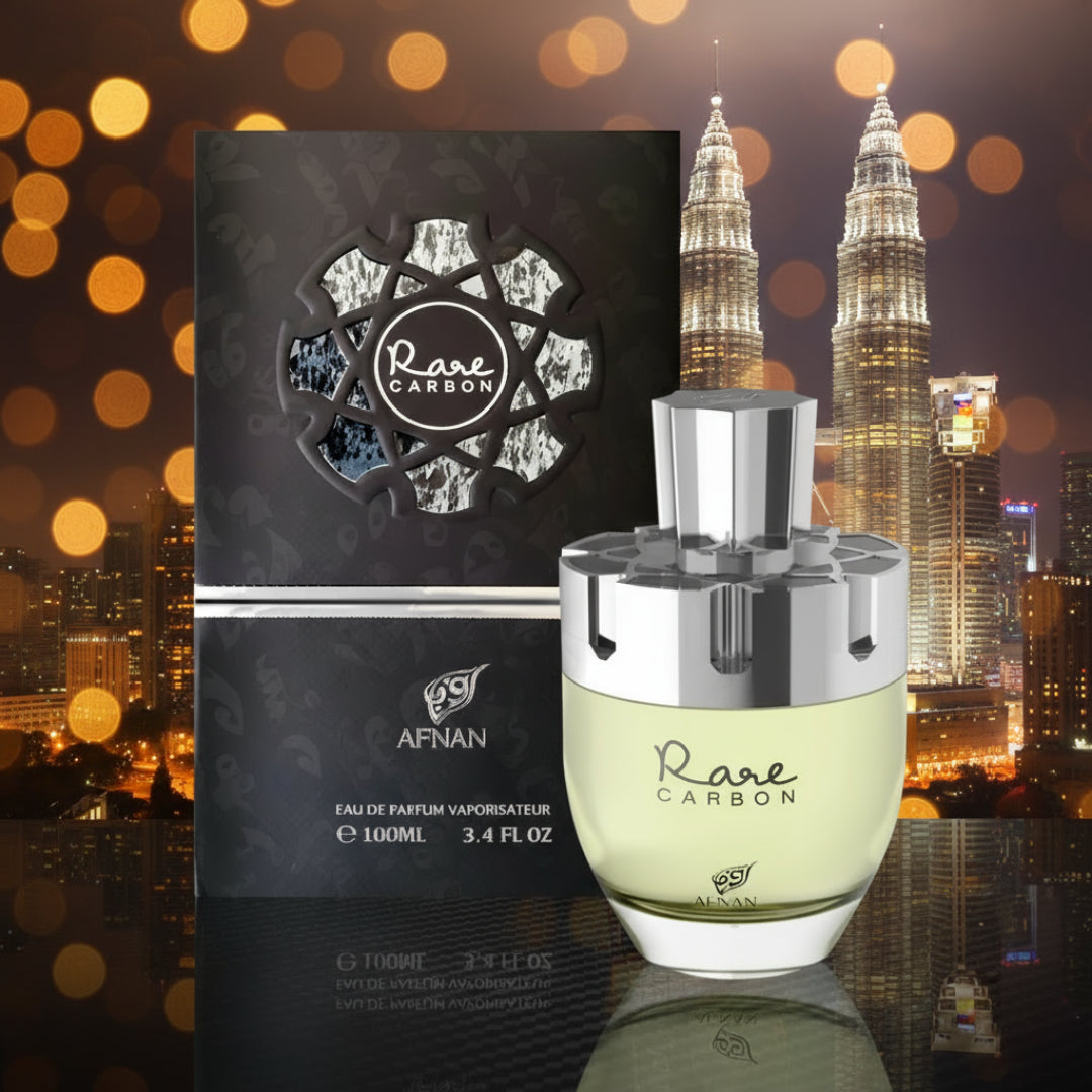 Rare Carbon by Afnan Perfumes: Unleashing the Essence of Leather and Woody Aromas for Men