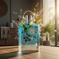 Supremacy In Heaven Afnan men's perfume budget-friendly Malaysia - Blue perfume bottle with leaves and berries on a wooden table