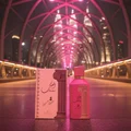 Ahubbak Love In Paris displayed at Saloma Bridge at night