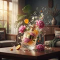Ard Al Zaafaran I Am The Queen 100 ml – Perfume bottle with flowers and oranges on a table in a living room
