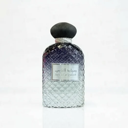 Perfume bottle with decorative design on a white background