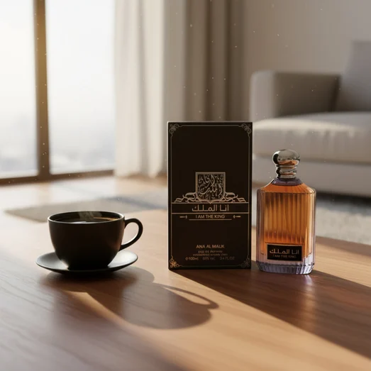 I Am The King on coffee table morning, atmosphere calm masculine