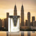 Turab Al Dhahab with latar KLCC golden hour, style premium