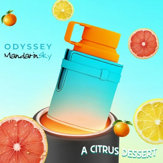 Odyssey Mandarin Sky by Armaf in car cup holder at night