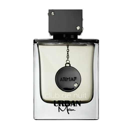 Perfume bottle labeled 'Urban Man' with water splashing around it Club de Nuit Urban Man Armaf for men