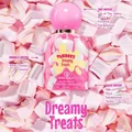 Fubbees Dreamy Treats perfume bottle on a bed of pink marshmallows with flavor notes text