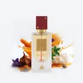 Perfume bottle with a red cap on a white background Ana Abiyedh Rouge Lattafa Perfumes for women and men