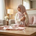charm Malay woman ruang tamu pink soft