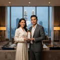 Malaysian man and woman holding hayaati gold elixir klcc lifestyle