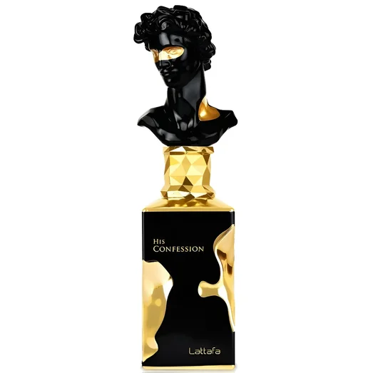 bottle of His Confession Lattafa men's fragrance fresh spicy scent sweet popular choice in