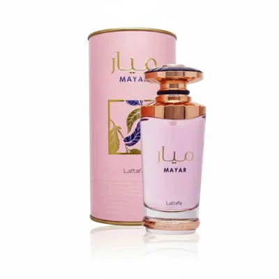 Perfume bottle and packaging of Al Dur Al Maknoon by Lattafa on a white background