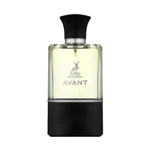 Perfume bottle labeled 'AVANT' on a white background