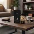 Dark Aoud on coffee table, men's lifestyle