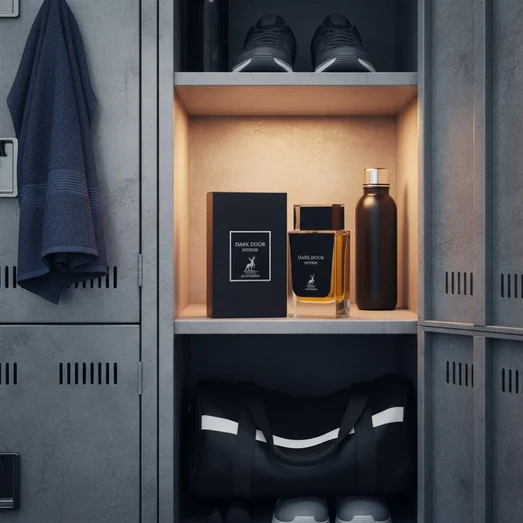 Dark Door Intense in gym locker, sporty masculine style