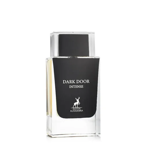 bottle of Dark Door Intense Maison Alhambra men's fragrance amber spicy scent popular choice in