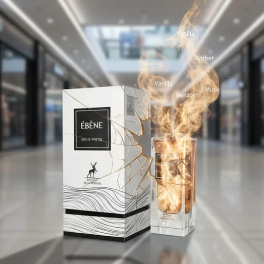 Perfume bottle and packaging with 'Feiène' branding on a white background