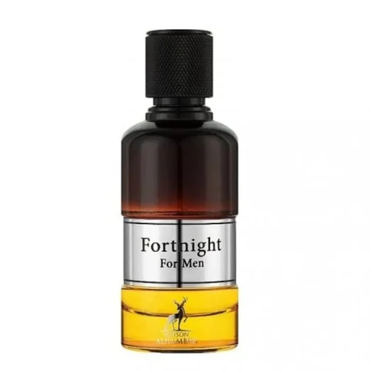 Perfume bottle labeled 'Fortnight for Men' on a white background