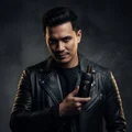 Malay man with jaket kulit holding Glacier Le Noir – mood masculine gelap
