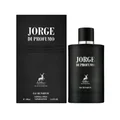 Black perfume bottle labeled 'Jorge di Profumo' on a gray background