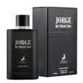 Black perfume bottle labeled 'Jorge di Profumo' on a gray background