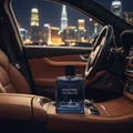 Maitre De Blue men's perfume in car evening citylight
