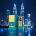 Pacific Blue with KLCC backdrop evening, lighting biru elegant