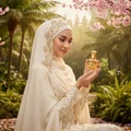Hijabi holding Paris Garden at taman – style feminine