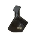 Black perfume bottle with 'Luxe Street' branding on a white background