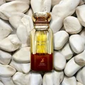 Mysterious Amber perfume bottle and packaging on a white background