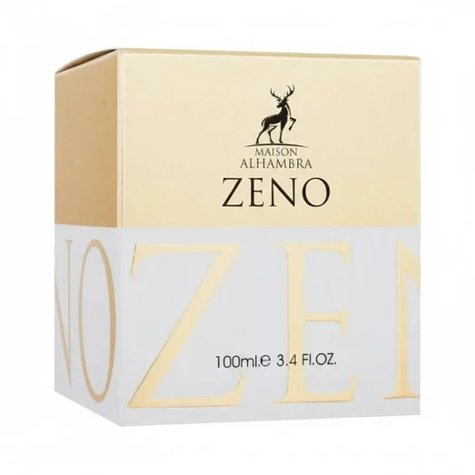 Maison Alhambra Zeno packaging with gold and white design