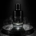 Salvo Maison Alhambra men's perfume on batu granit hitam, spotlight dramatic, style masculine premium