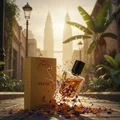 Terra botol minyak wangi and box with flowers on a city street latar belakang Malaysia