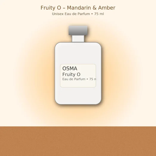 OSMA Fruity O Eau de Parfum bottle on a gradient background
