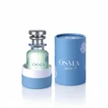 OSMA White F Eau de Parfum bottle on a pink and purple gradient background