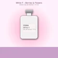 OSMA White F Eau de Parfum bottle on a pink and purple gradient background