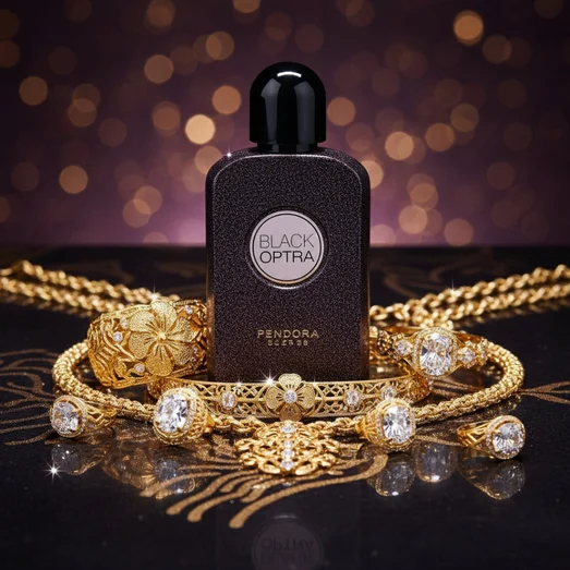 Black Optra dengan aksesori perhiasan – vibe glam