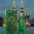 Khair Pistachio with KLCC backdrop, lighting feminine hijau