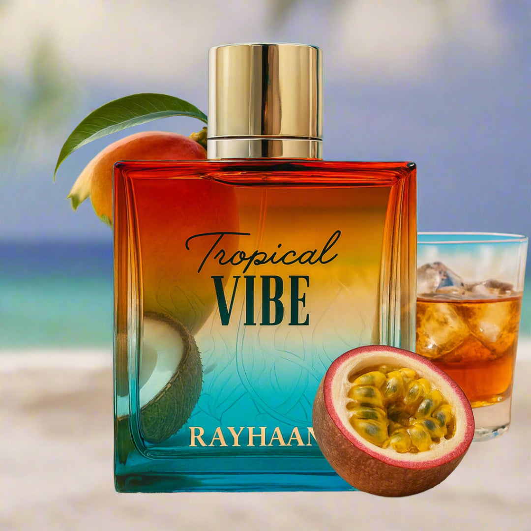 Discover Rayhaan Tropical Vibe: A Unisex EDP with Fruity and Fresh Notes