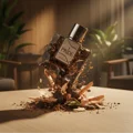 Pride Intense by Rue Broca – Broken perfume bottle labeled 'Pride' on a table with a blurred indoor background
