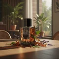 Pride Pour Homme by Rue Broca – Perfume bottle labeled 'PRIDE' on a table with decorative elements in a room setting.