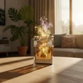 R U Serious Him by Rue Broca – Perfume bottle with smoke effect on a table in a living room setting