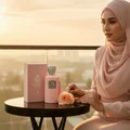 Darlene Pour Femme by Volare perfume bottle sunrise balcony pastel hijab women fragrance