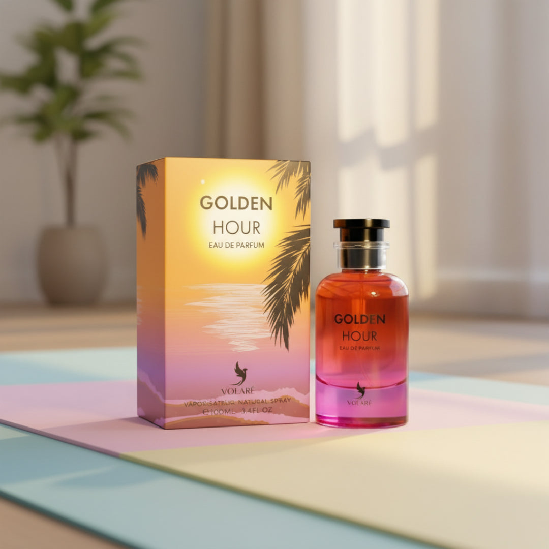 Golden Hour: Unveiling Volare's Unisex EDP with Fruity Sweetness and Amber Warmth