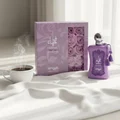Fatima Velvet Love by Zimaya perfume bottle on silk cloth with sunlight morning women perfume