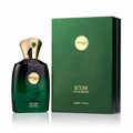 Zimaya Icon perfume bottle and box on boardroom table watch cufflinks men fragrance