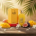 Rabab Pulp by Zimaya perfume bottle with mango, fig and jasmine petals tropical light unisex fragrance