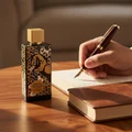 Royal Leather by Zimaya perfume bottle with leather journal fountain pen men lifestyle