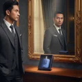 Malay lelaki looking in mirror with Zimaya Royal Paragon botol minyak wangi on dresser luxury lelaki Malaysia